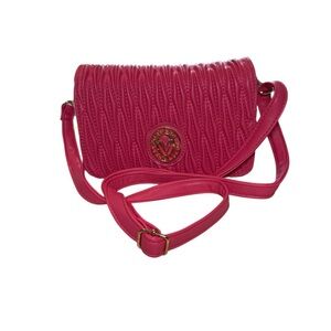 NWT Badgley Mischka Vegan Leather Vibrant Pink Adjustable Crossbody Bag
